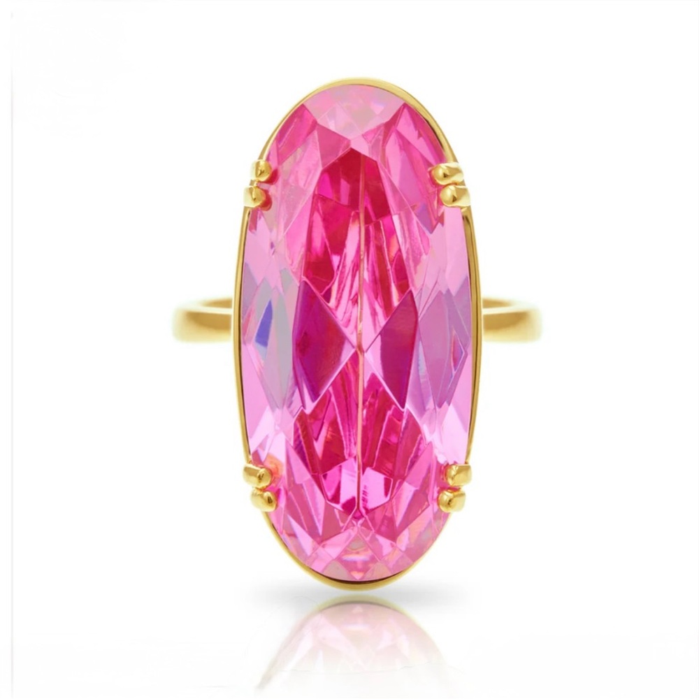 Pharaoun Lotus Ellipse Cocktail Ring Pink Yellow Gold | NEW